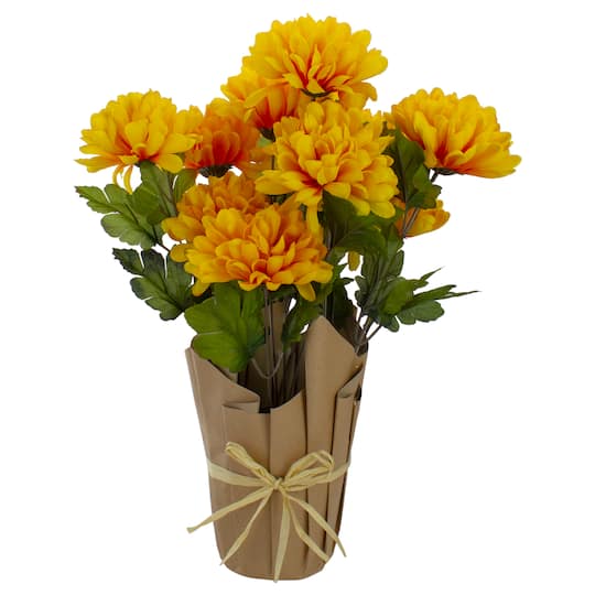 20" Yellow Fall Harvest Mum Plant In Pot